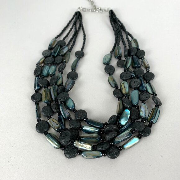 Three-Piece Necklace Set Glass Lava Stone Ceramic Beads Kiam & Premier Designs - Picture 9 of 11